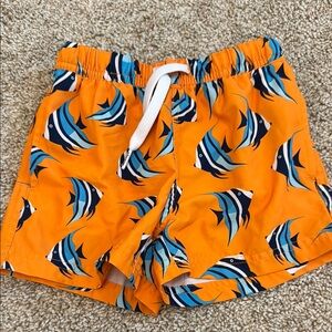 Maamgic Orange Fish Print Kids Swim Shorts